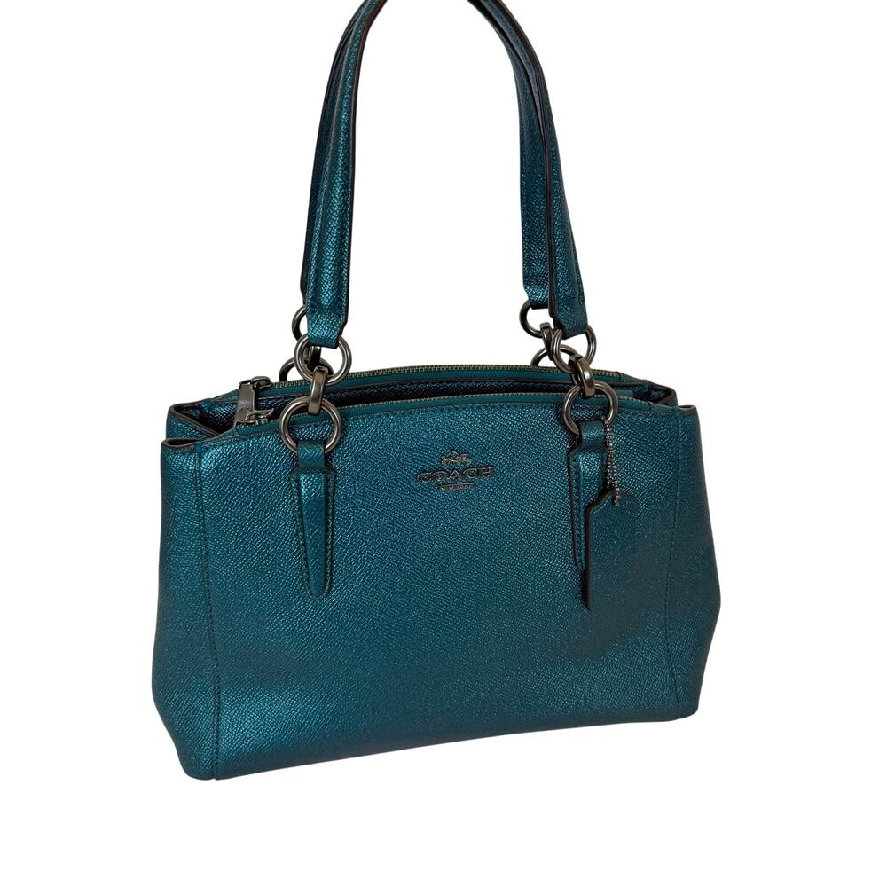 Coach Christie Carryall Satchel Mini Tote Bag in Metallic Dark Green F23337